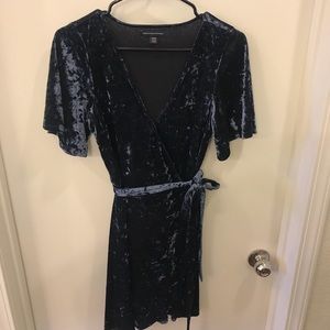 Blue Velvet wrap mini-dress